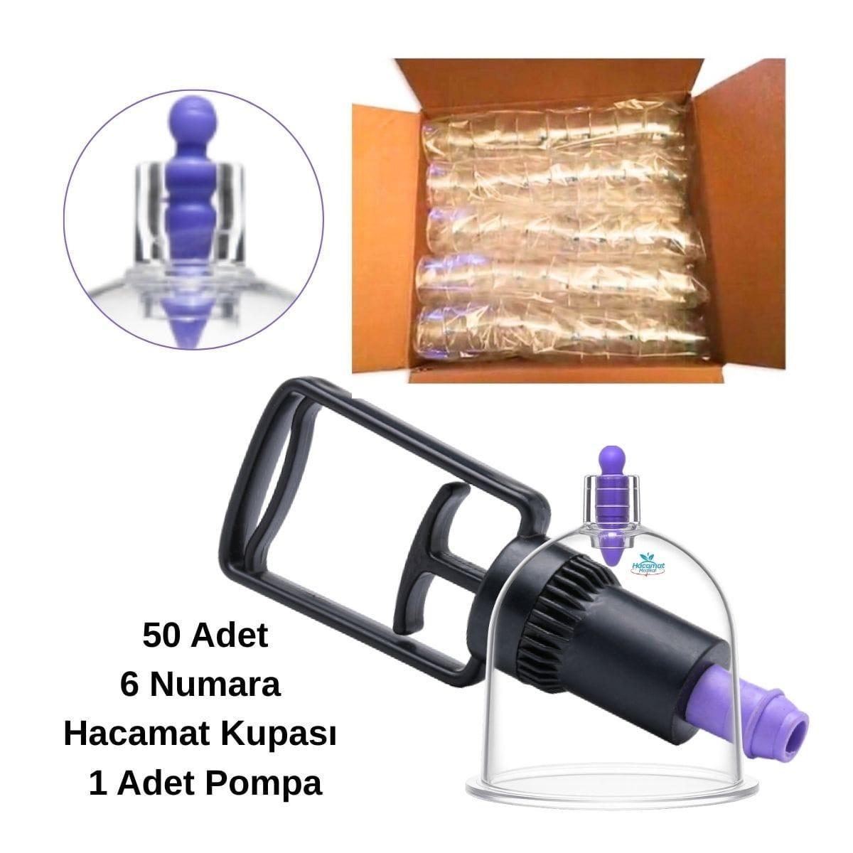6 Numara Hacamat Kupası 50 Adet + Pompa